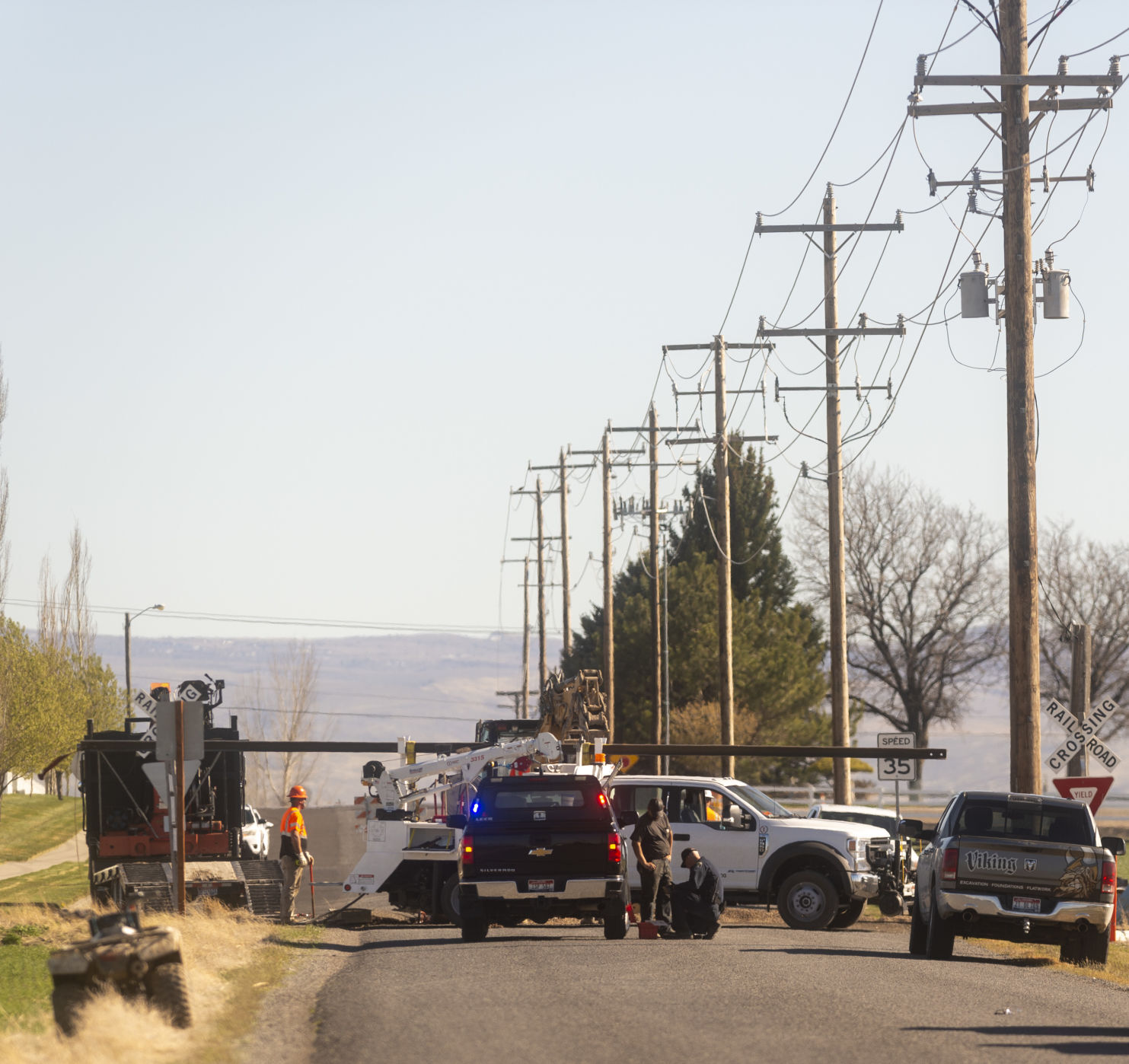 Crash involving a train and dump truck